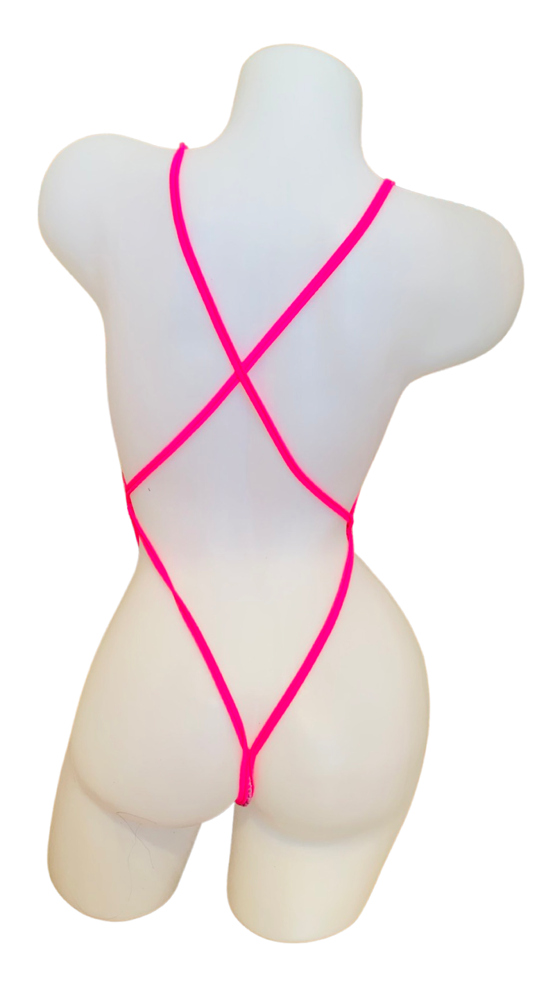 Metallic Front Tie & Y Back G-String Pink - Model Express Vancouver