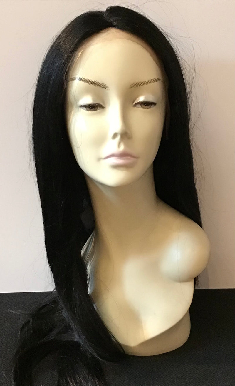 Extra Long Straight Wig with Lace Front - Black - Model Express Vancouver