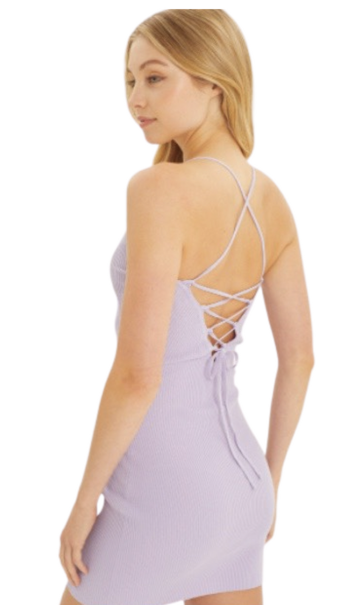 Knit Back Tie Cami - Lavender - Model Express Vancouver