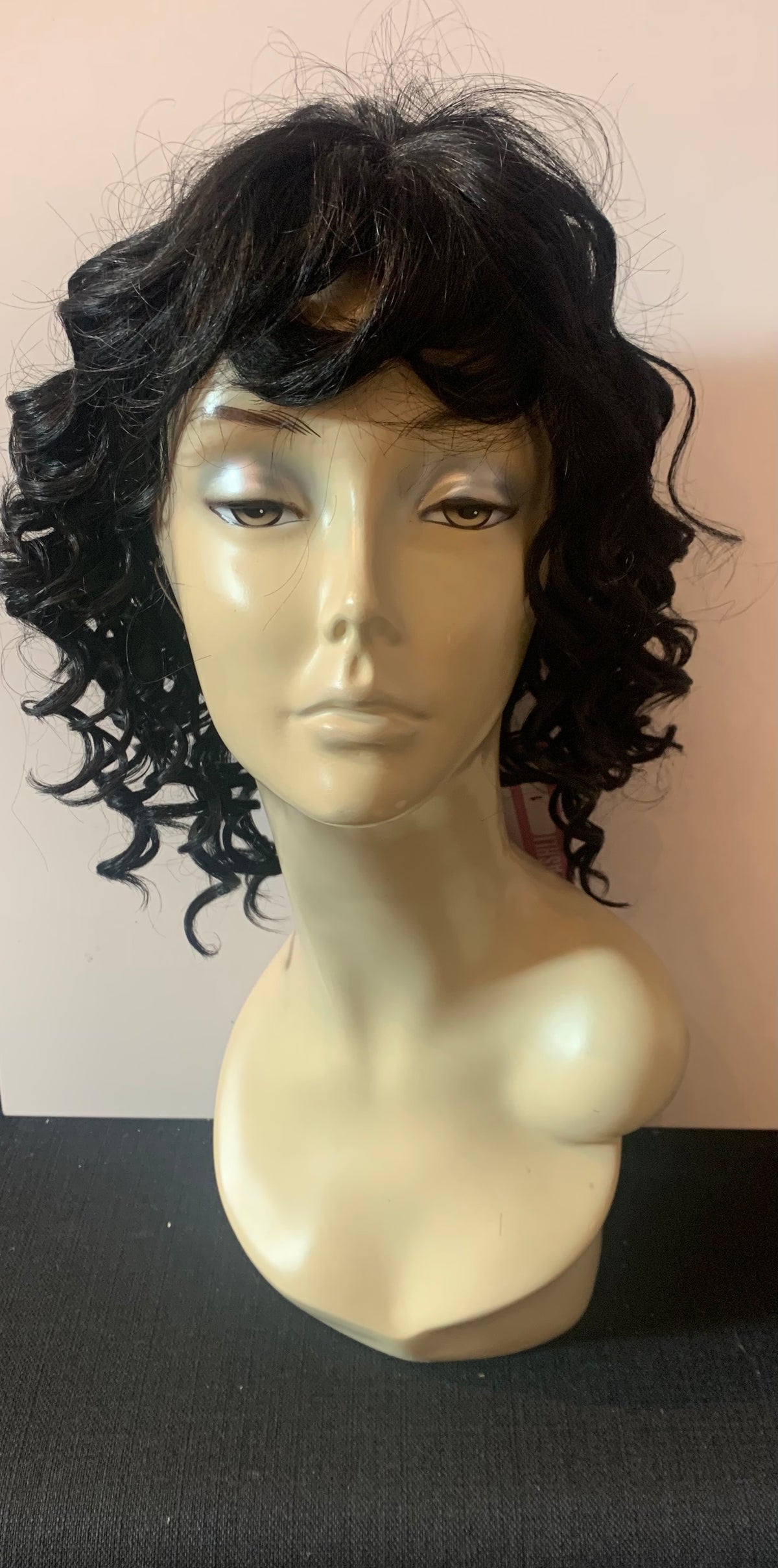 Short Curl Wig with Bangs - Black - Model Express Vancouver