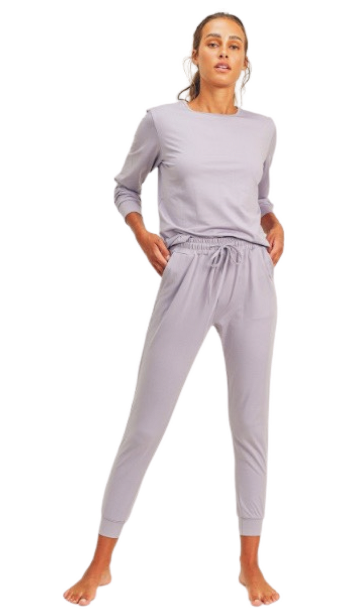 Long Sleeve Top and Lounge Pants Set Lilac