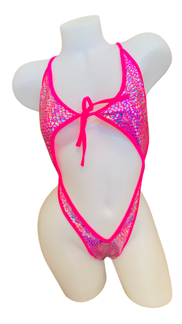 Metallic Front Tie & Y Back G-String Pink - Model Express Vancouver
