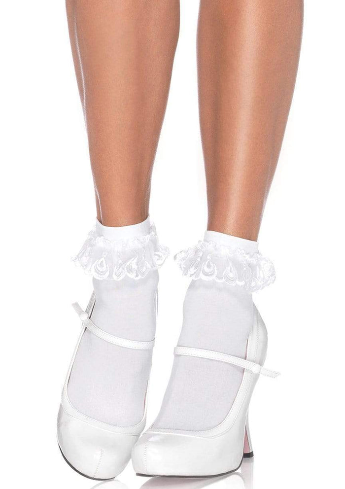 Lace Ruffle Nylon Anklet White - Model Express Vancouver