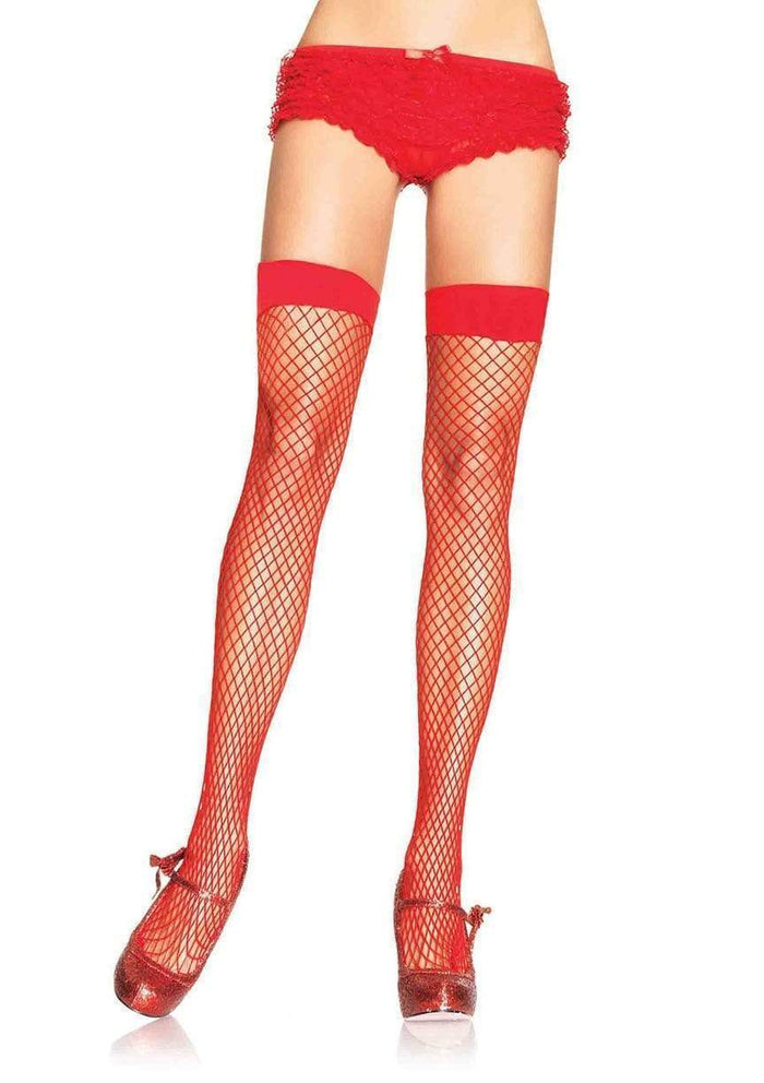 Spandex Industrial Net Thigh Highs Red - Model Express Vancouver