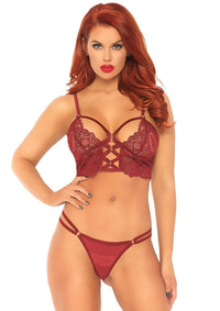 2 Pc Lace Bralette with Matching G-String Red - Model Express Vancouver