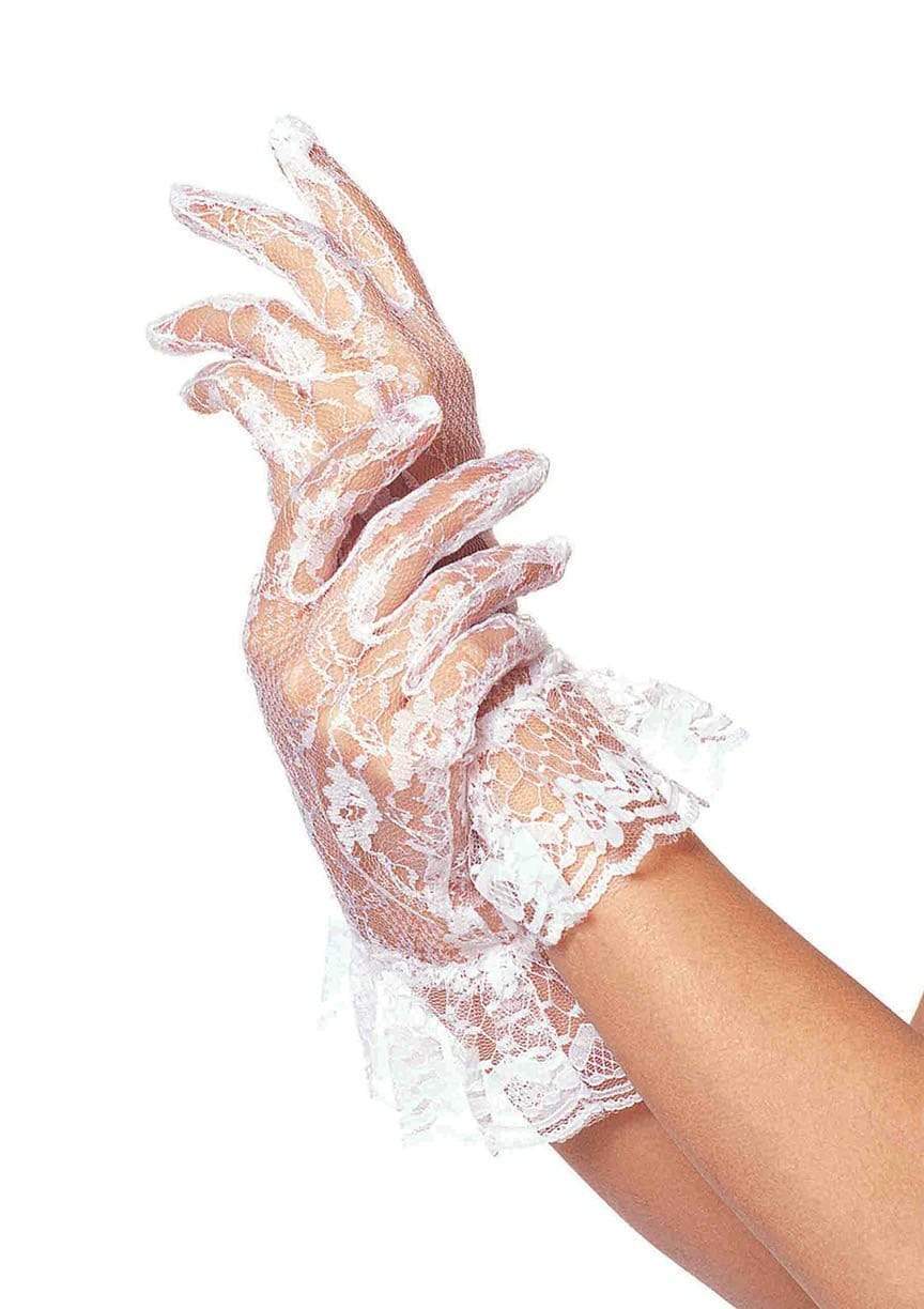 Lace Ruffle Gloves White - Model Express Vancouver